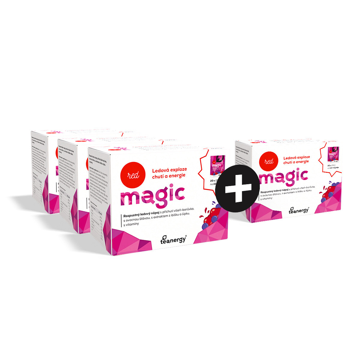 Teanergy Red Magic ovocný quickdrink, rozpustný, 3+1pack 80x20g