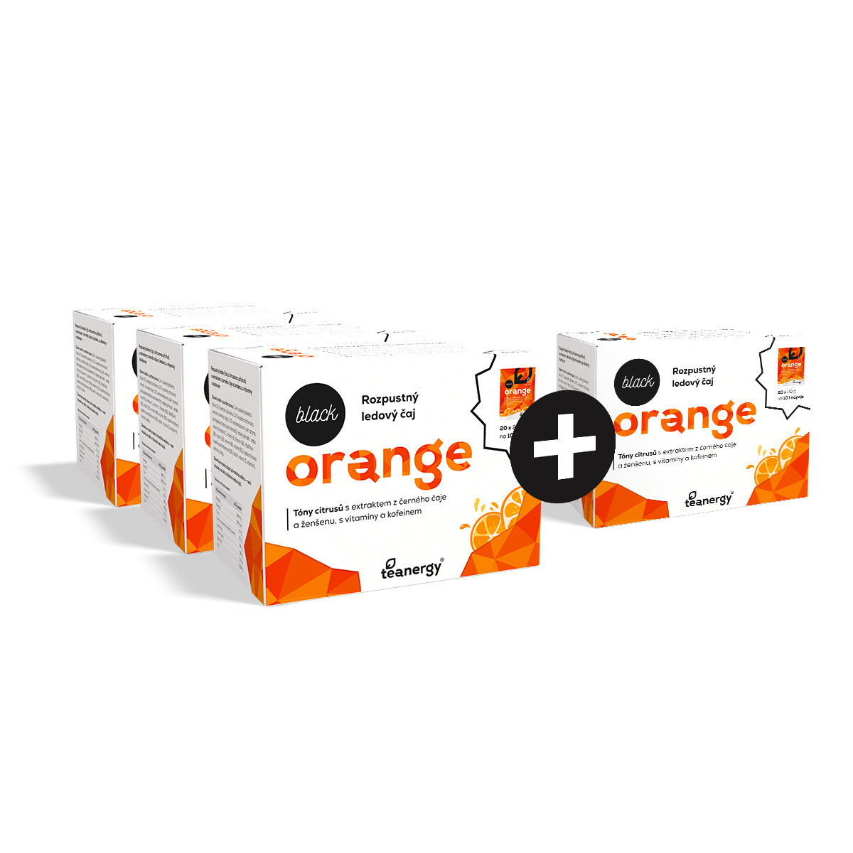 Teanergy Black Orange černý quickdrink, rozpustný, 3+1pack 80x20g