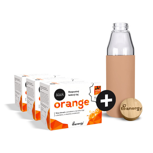 Teanergy Black Orange černý quickdrink, rozpustný, 3+láhev 60x20g